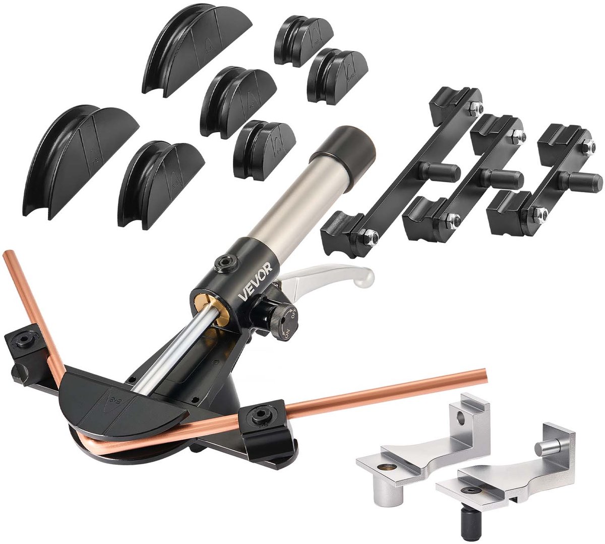 VEVOR Hydraulische Pijpenbuiger, 6-22 mm, Buiggereedschapset voor voorwaartse/Achterwaartse Buiging voor HVAC-Systemen, met 7 Buigbekken van Aluminiumlegering, voor HVAC, Airconditioning, Koeling en Autoreparaties