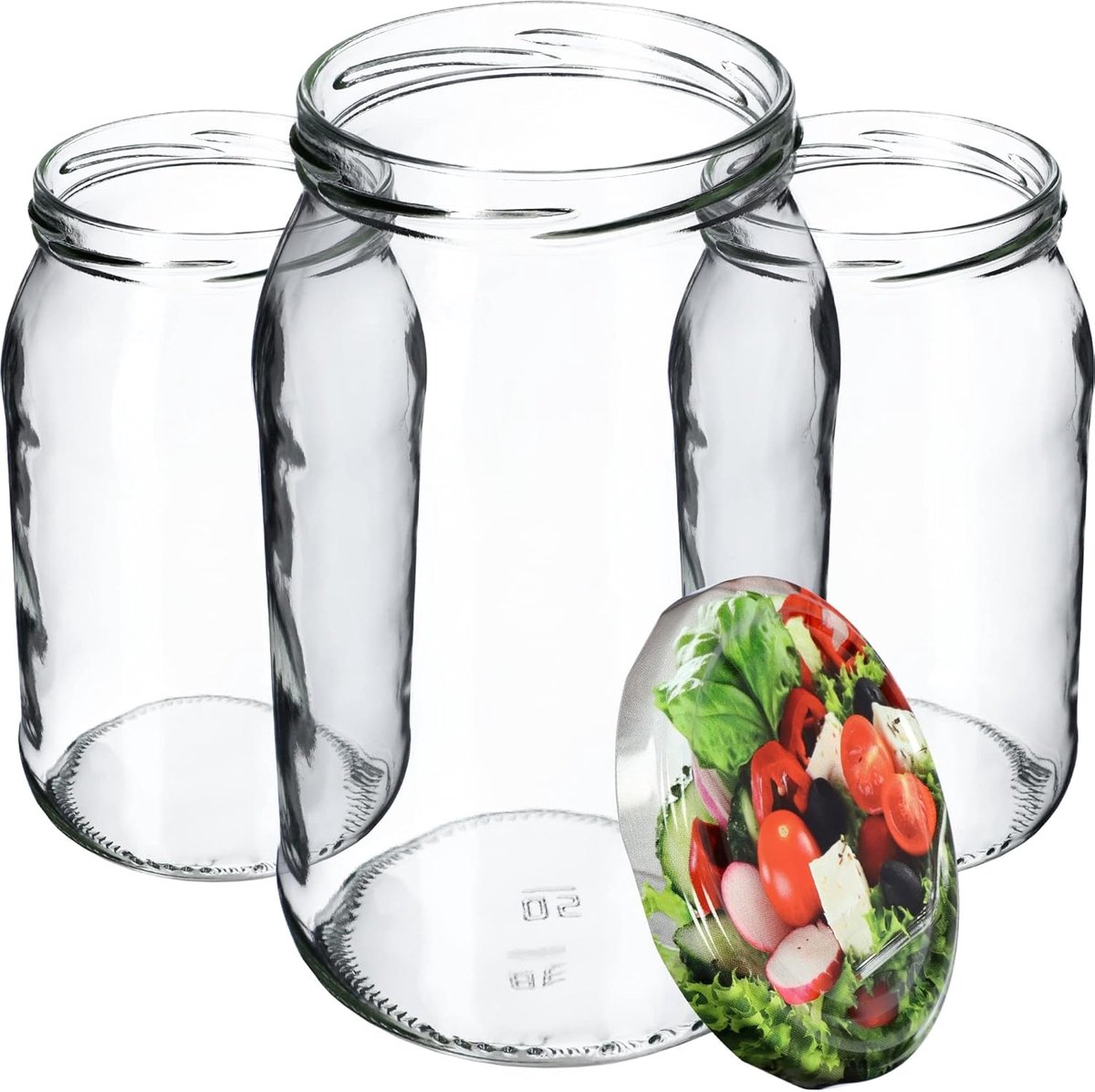Weckpotten 900 ml - Bewaarpotten Glas - Zelf Inmaken - Vaatwasmachinebestendig - 8 Stuks - Transparant
