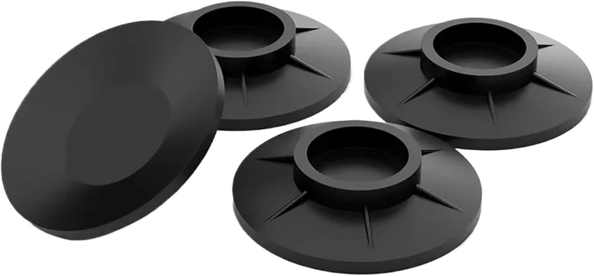 Wasmachine voeten - Anti-vibratie poten - Stille werking - Stabiliteit verhogend - 4 stuks set - Zwart