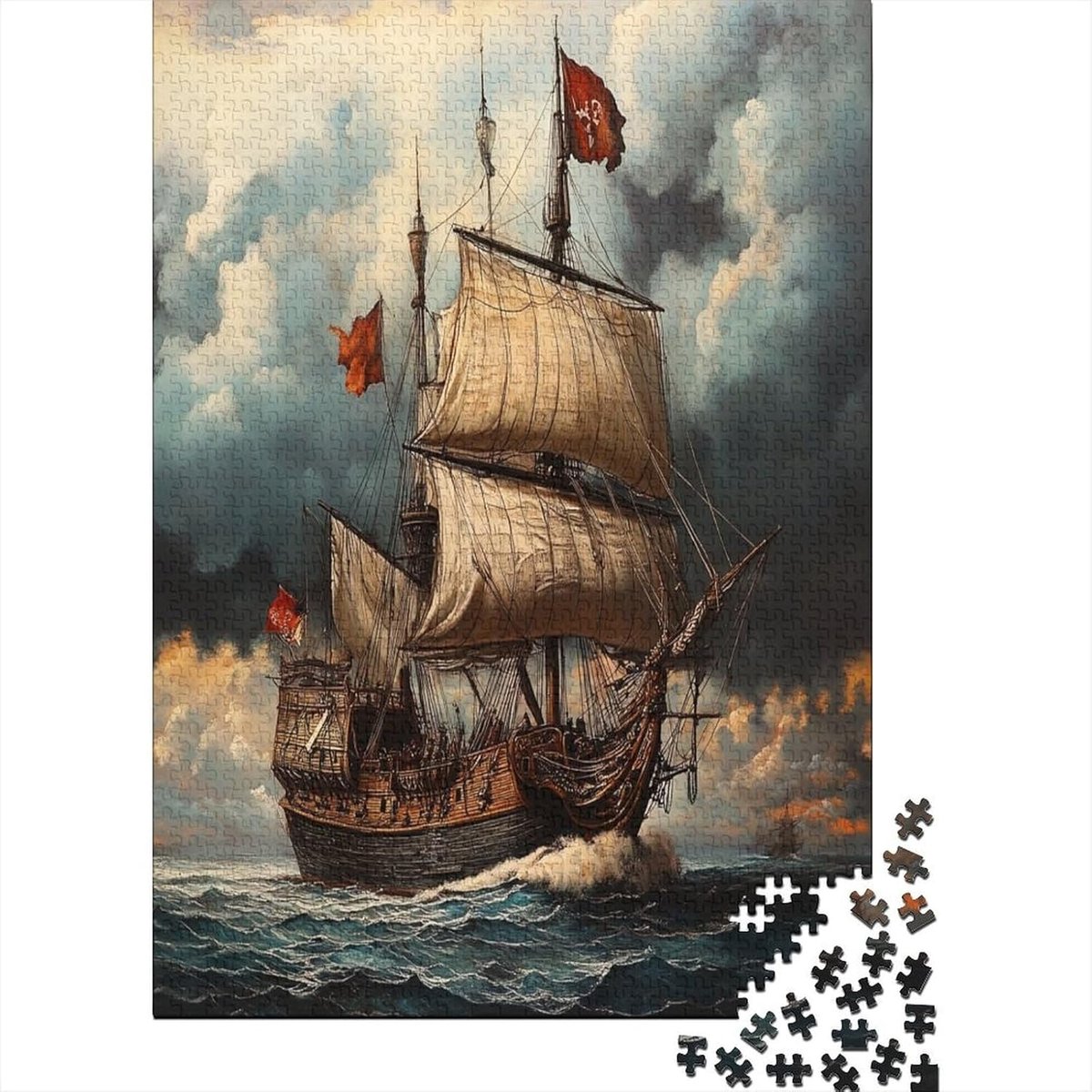 Puzzel Schip - Volwassenen Puzzel - Ontspannend Tijdverdrijf - Hoge Kwaliteit Drukwerk - 75 x 50 cm - Stijl 1