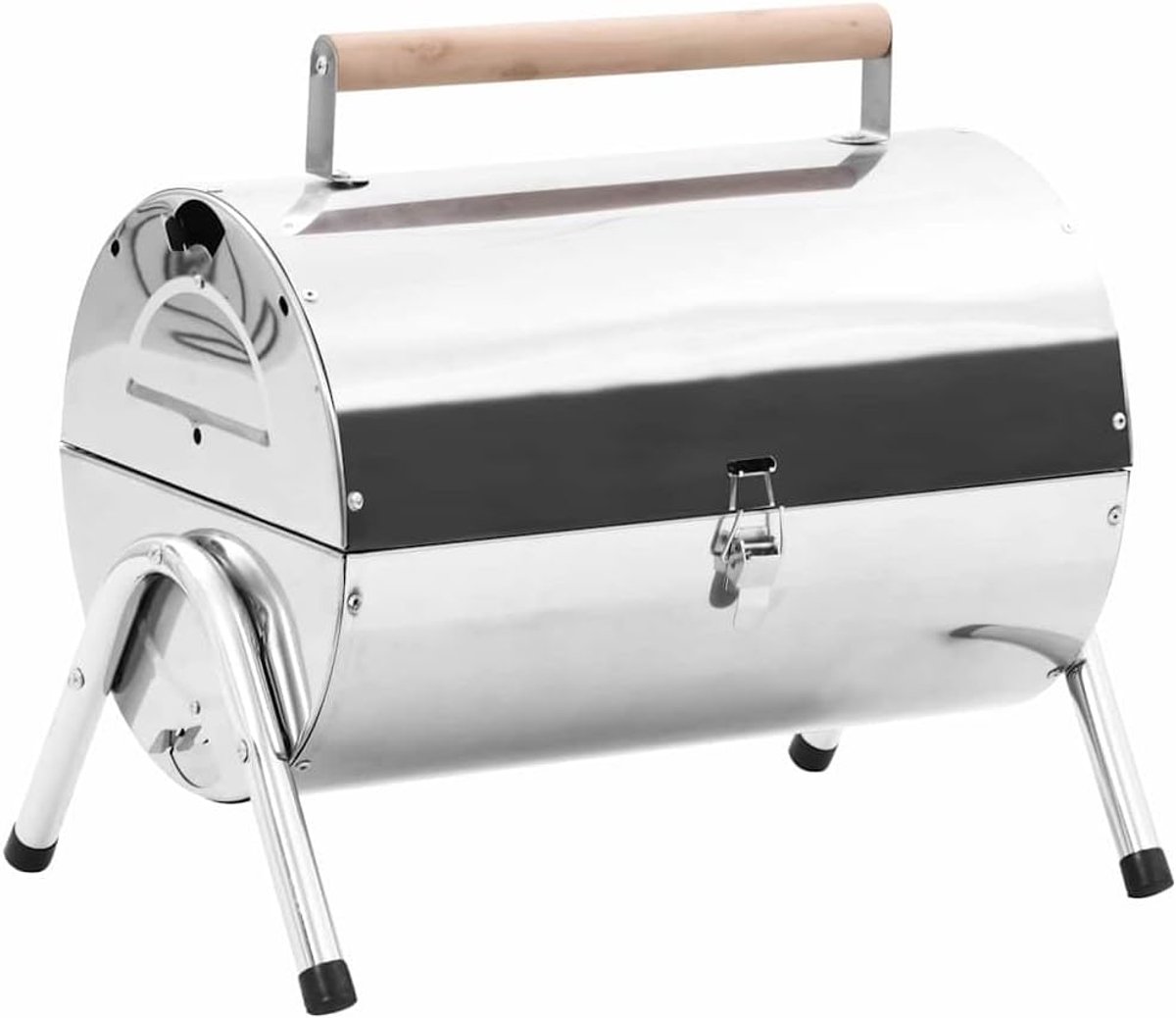 Draagbare Houtskool Grill - Tafel BBQ - Compact Grillen - Dubbele Roosters - 30x30x30mm - Zilver