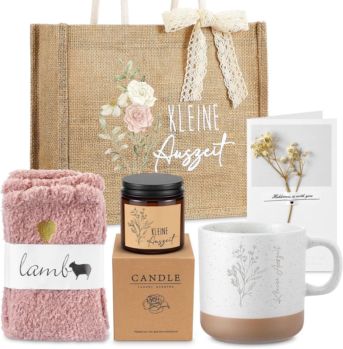 Wellness Cadeauset - Ontspanningspakket Vrouwen - Moment voor Jezelf - Met Zachte Sokken - 18 x 12 cm - Natuurlijk