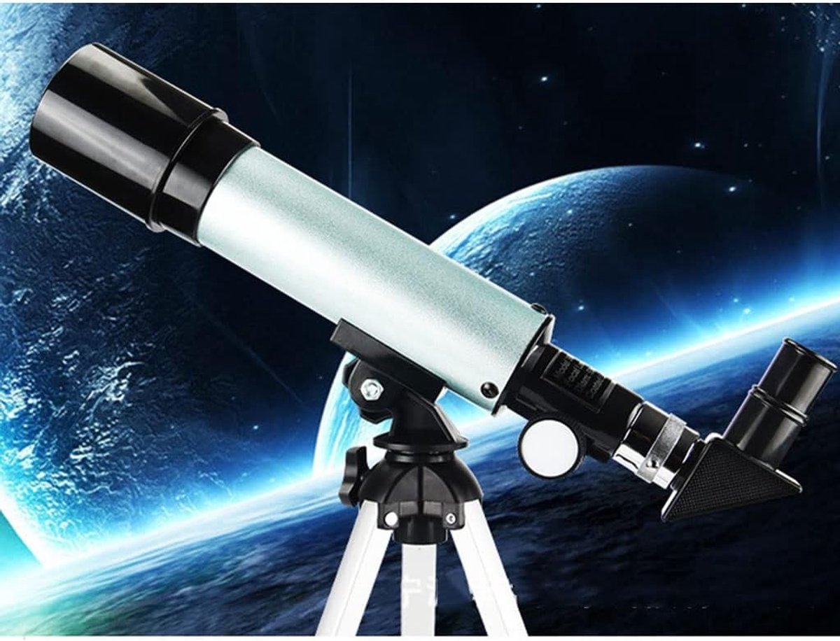 Astronomie Telescoop - Verrekijker Objectief - Sterren Kijken - 50mm Objectief Lens - Verstelbaar Statief - Zwart