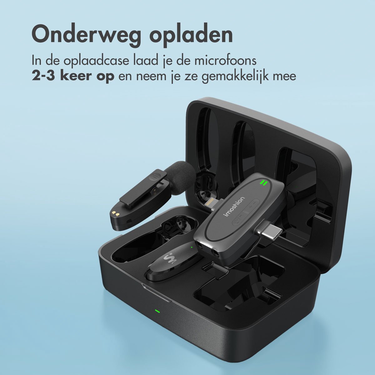 imoshion 2-pack Draadloze Microfoon met Oplaadcase - Geschikt voor o.a. USB-C & AUX - Bluetooth Mini Microfoon - Podcast Microfoon — cadeau in Gadgets - foto 3