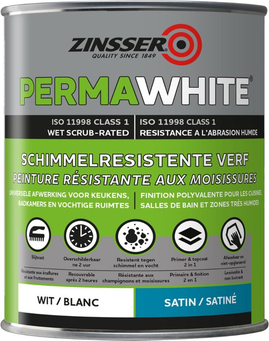 Zinsser Permawhite Silk Gloss 1 litre - Peinture Anti-moisissure