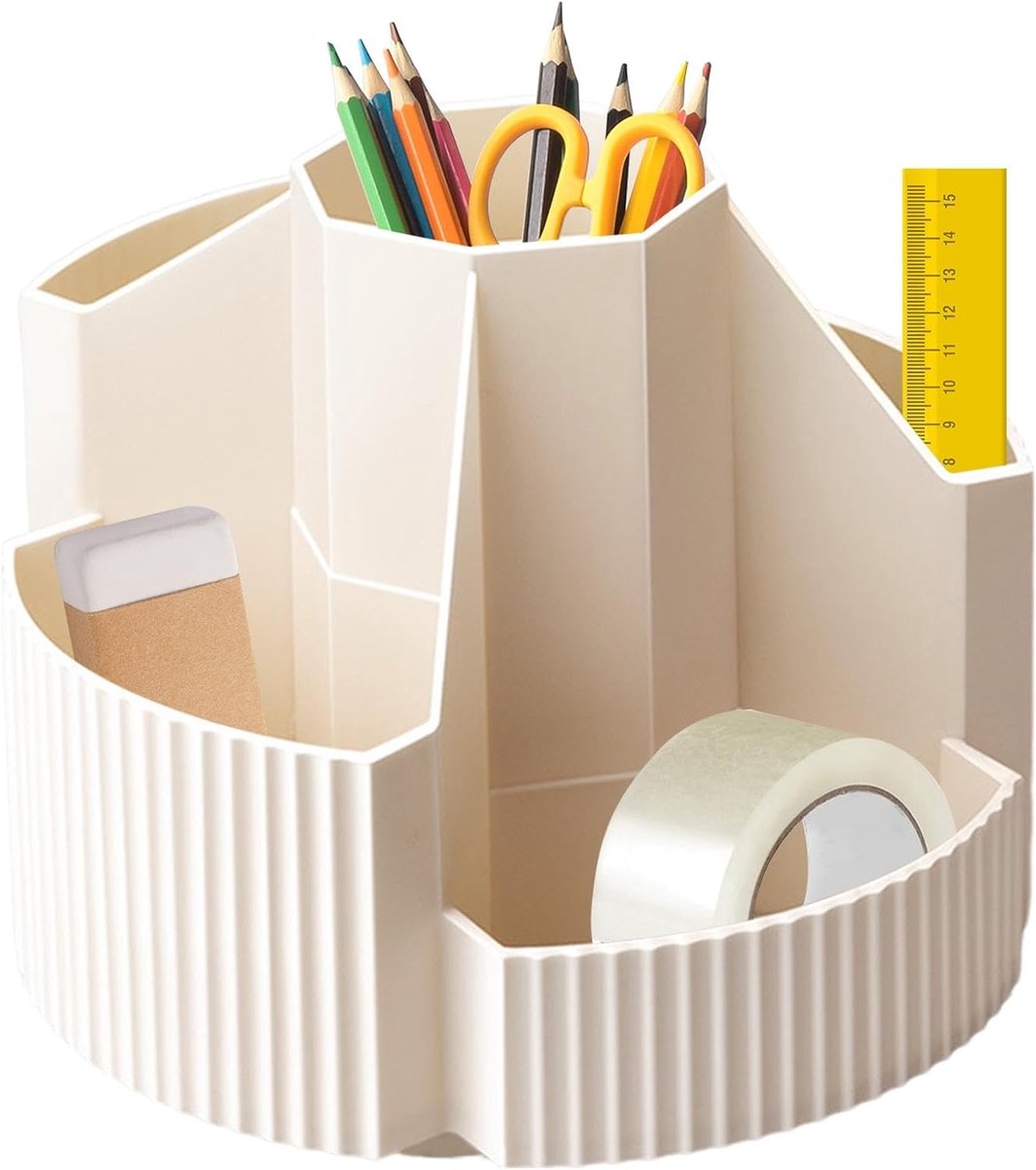 Bureau Organizer - Marker Houder - Bureau Opruimen - 360 Graden Draaibaar - 13x13x10cm - Wit
