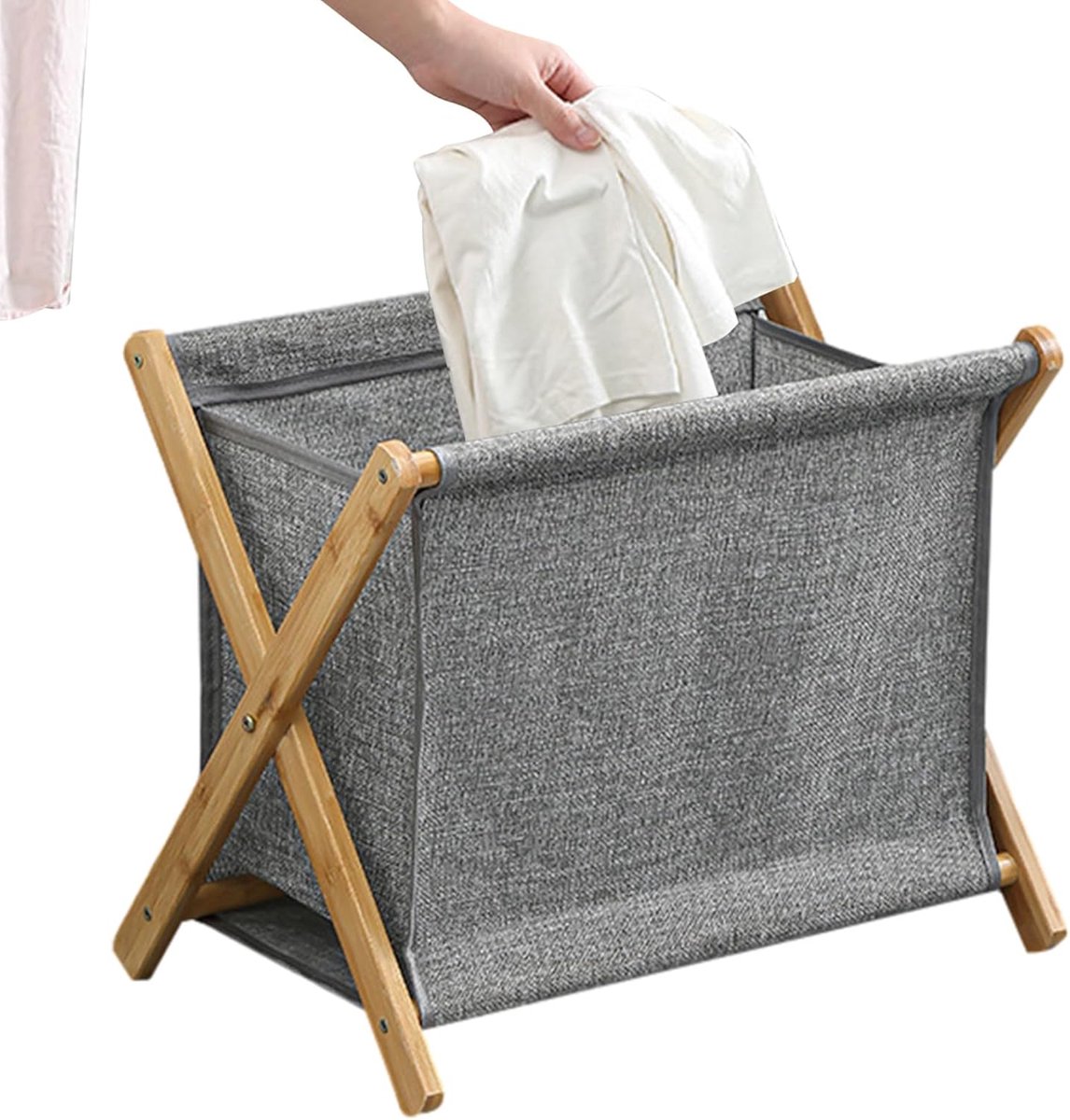 Wasmand - Kledingopberger - Ruimte Besparen - X-Frame Vouwmand - 40 x 30 x 38 cm - Grijs