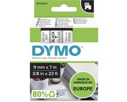 DYMO originele D1 labels | Zwarte Tekst op Doorzichtig Label | 9 mm x 7 m | zelfklevende etiketten voor de LabelManager labelprinter | gemaakt in Europa