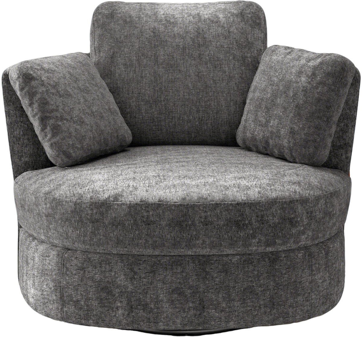 Moderne XXL-fauteuil in beige chenille, 3 afzonderlijk te gebruiken kussens, hoog-elastische zittingvulling – comfortabele leesfauteuil voor woonkamer, slaapkamer en werkkamer-Grijs