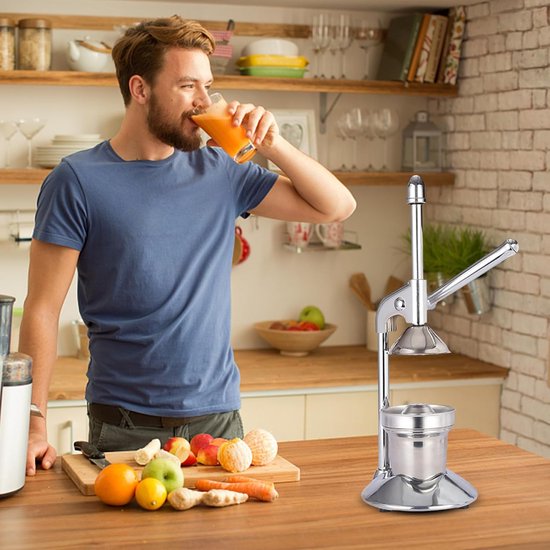 Handige Sapcentrifuge - Citruspers Keuken - Vers Sap Maken - Roestvrij Staal - 165 x 365 cm - Zilver — afbeelding 3