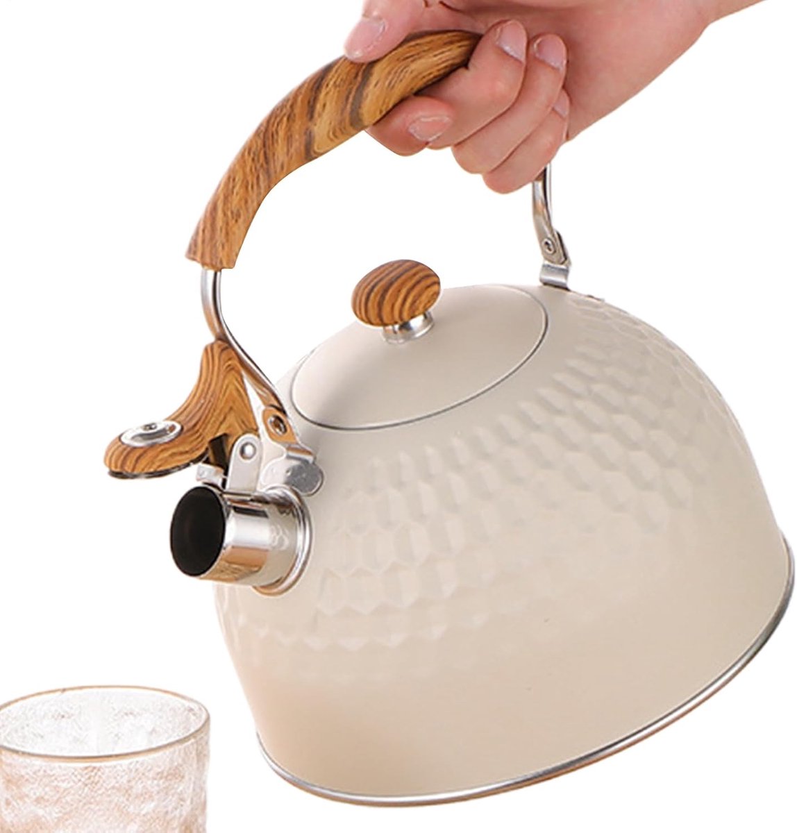 Fluitketel - Waterkoker - Koken voor thee - Roestvrij staal - 2.5 Liter - Wit