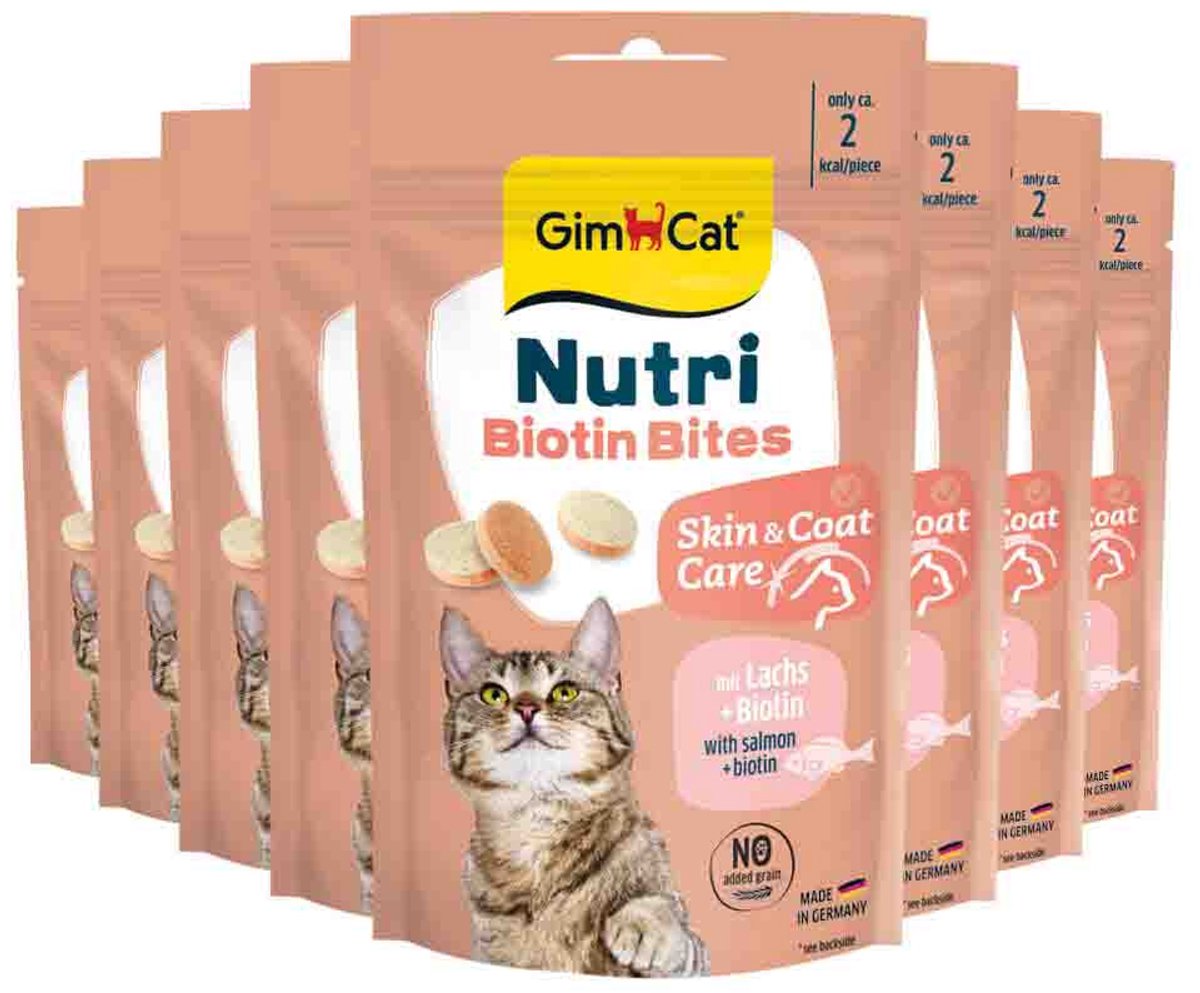 GimCat Kattensnack Nutri Biotin Bites - 8 x 40 gr - Voordeelverpakking