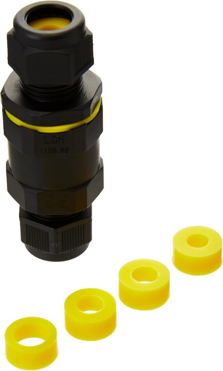 Waterdichte inline stekker 3-polig IP68 16A 230V voor externe stroomkabels