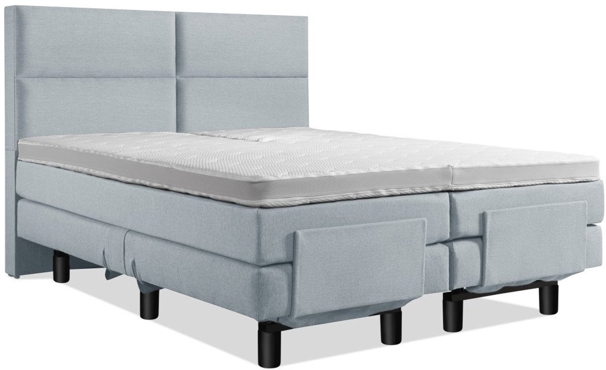 Elektrische Boxspring - Incl. 4-Vaks Hoofdbord - 1-Persoons - 80x220 cm - Blauw - Zonder P