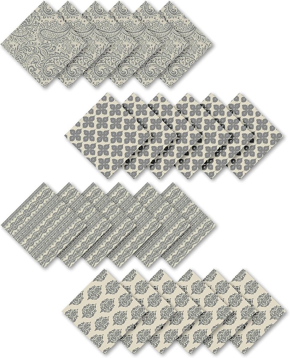 Decoratieve katoenen servetten en tafelaccessoires, 43 x 43 cm, set van 24