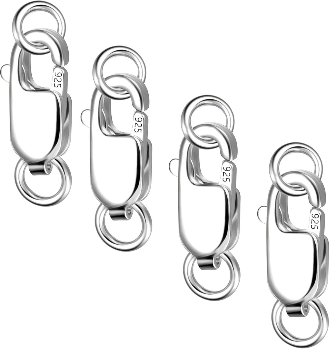 Sterling Zilver Karabijnsluiting met Dubbele Sluiting voor Sieraden (4 Stuks)
