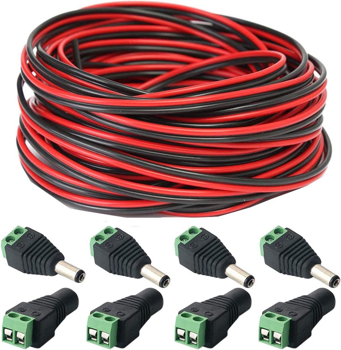 20 Meter 22AWG 2-polige LED Verlengkabel voor DC 5V-24V Apparaten