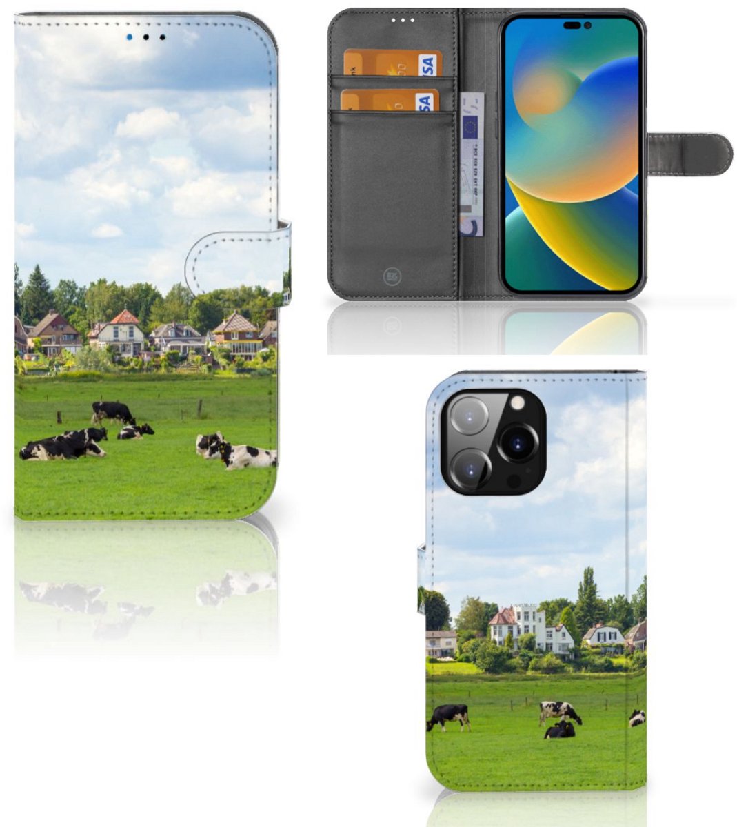 iPhone 14 Pro Max Telefoonhoesje met Pasjes Koeien