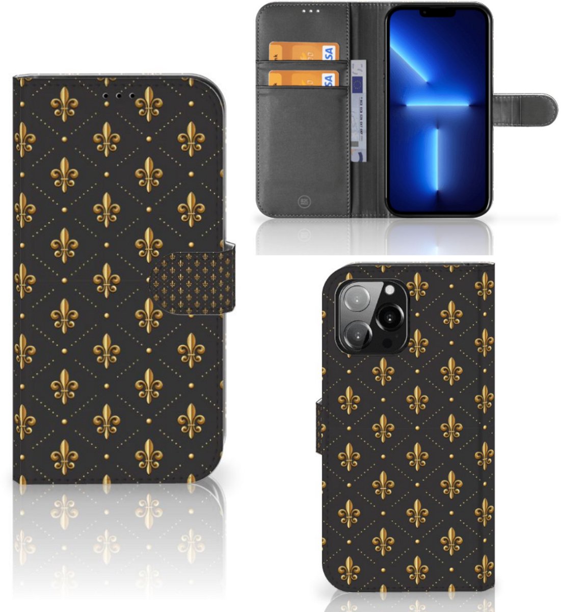 Book Case voor iPhone 13 Pro Max Telefoon Hoesje Franse Lelie