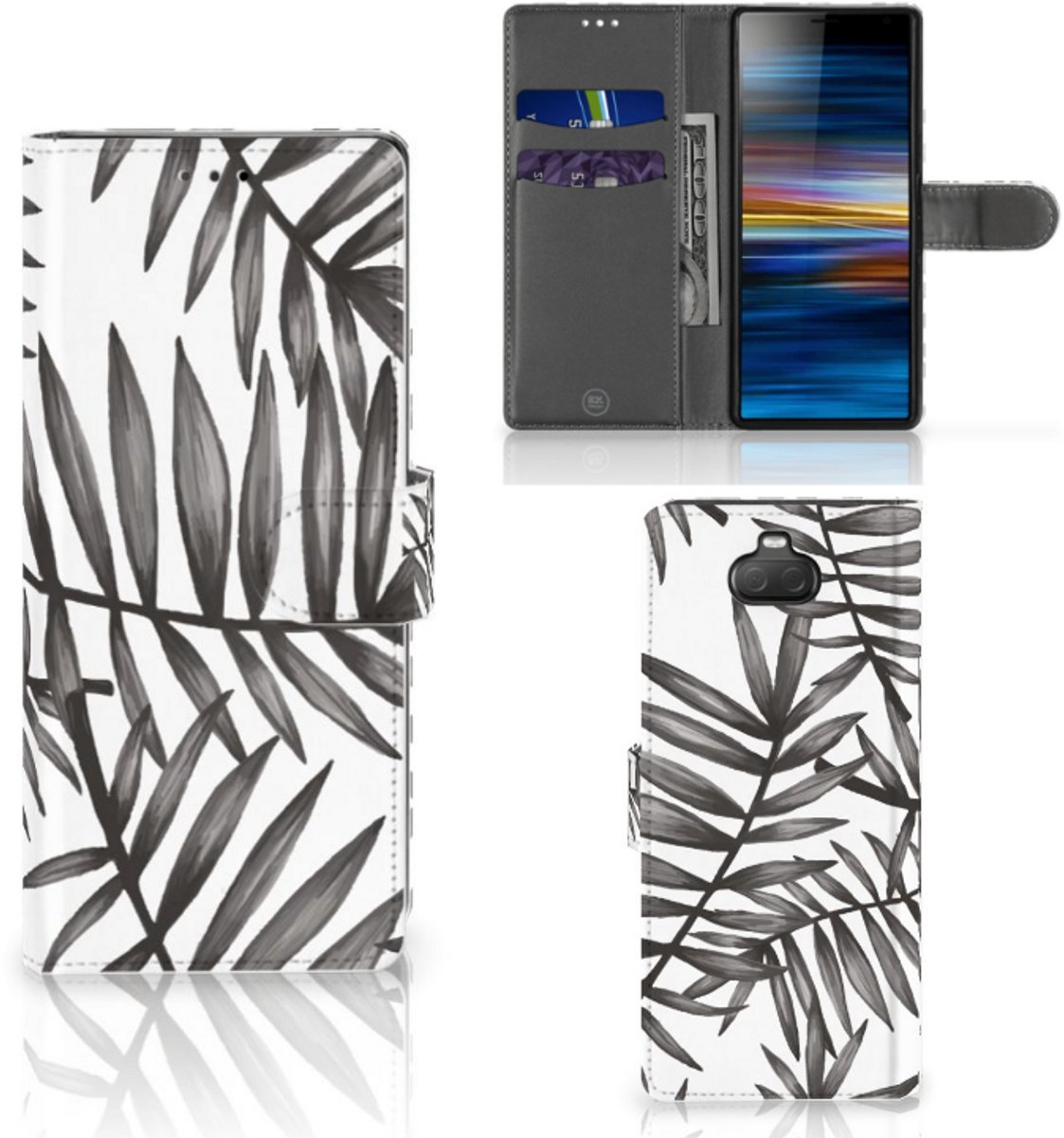 Sony Xperia 10 Hoesje Leaves Grey