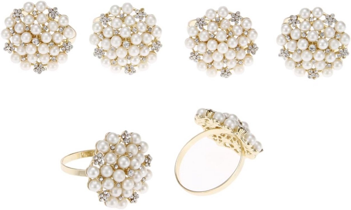 Servet Ringen 6 Stuks Parel en Strass Tafel Decoratie