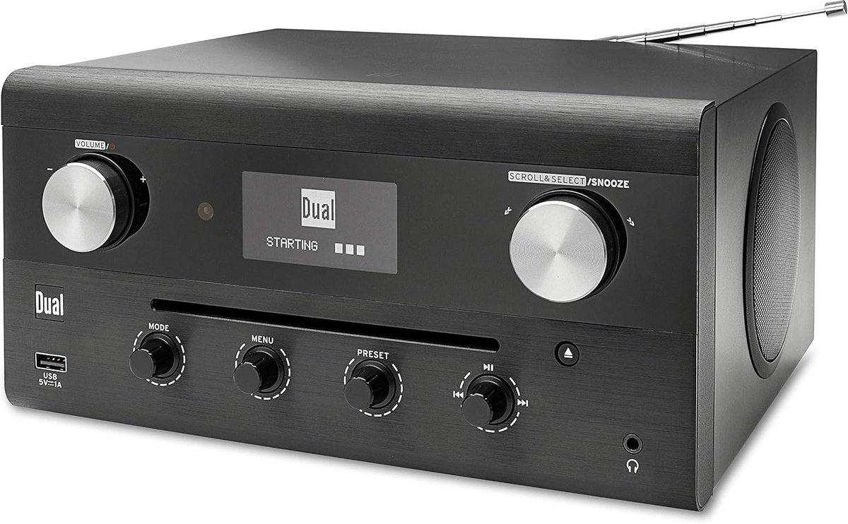 Dual CR 900 Phantom Radio/CD-speler met internetradio DAB+, FM AUX, Bluetooth, CD, DLNA, NFC, USB, WiFi, Internetradio G, zwart