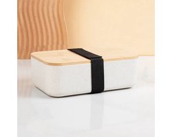 Bentobox voor volwassenen – Japans model met deksel van natuurlijk bamboe – Magnetron- en vaatwasserbestendig – Klein formaat, BPA-vrij – Inclusief bestek en eetstokjes