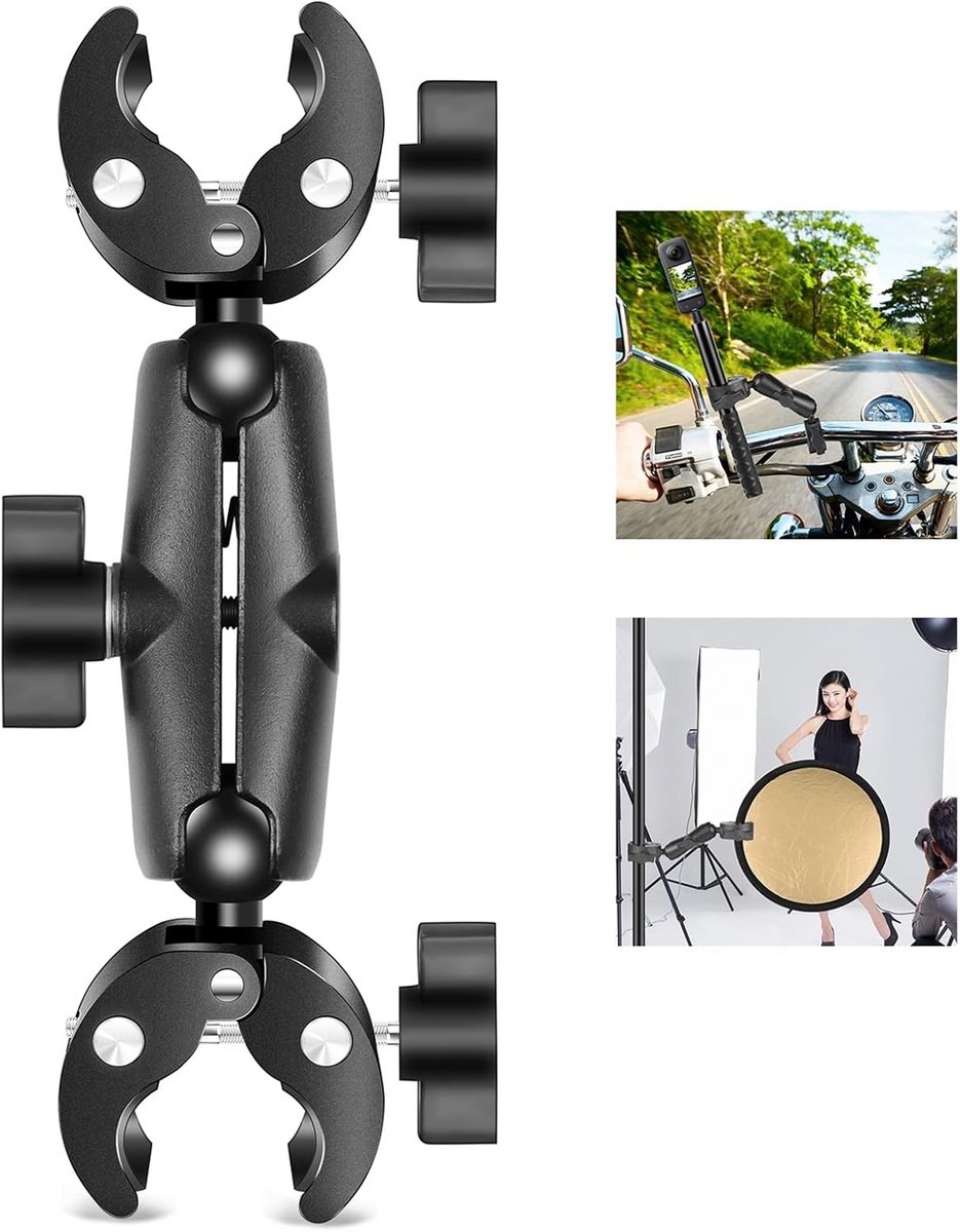 Flexibele Dubbele Krabklemmen voor Sportcamera - 360° Draaibare Stuur Montageset