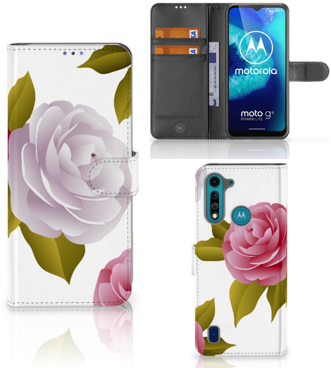 Motorola G8 Power Lite Hoesje Roses
