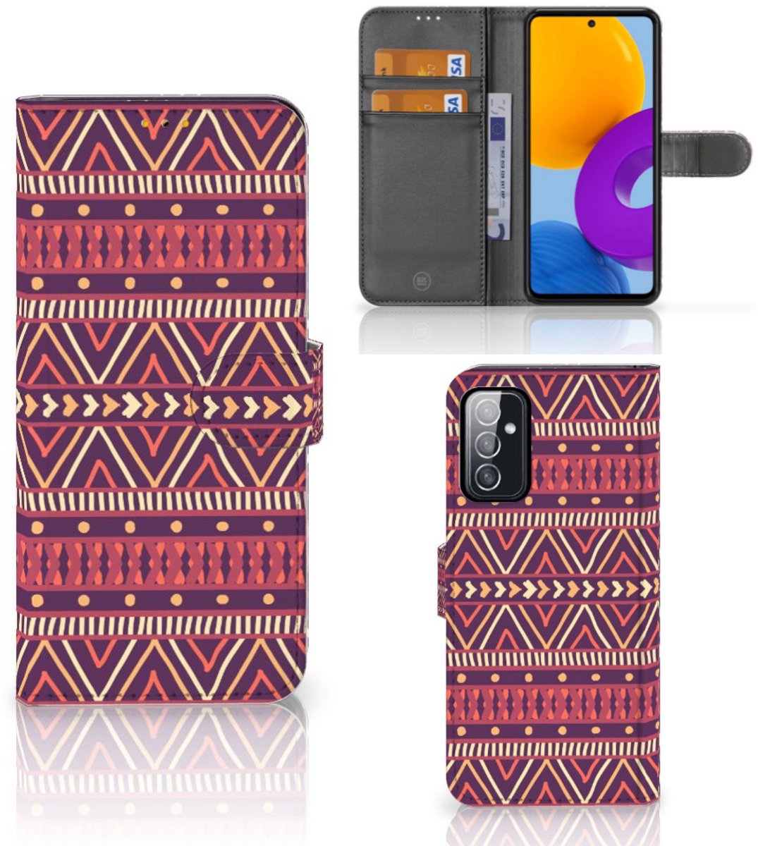 Boekhoesje voor Samsung Galaxy M52 Telefoon Hoesje Aztec Paars