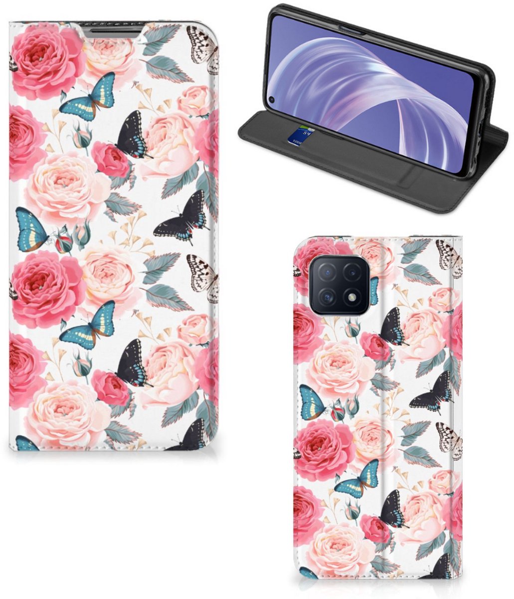 OPPO A73 5G Smart Cover Butterfly Roses