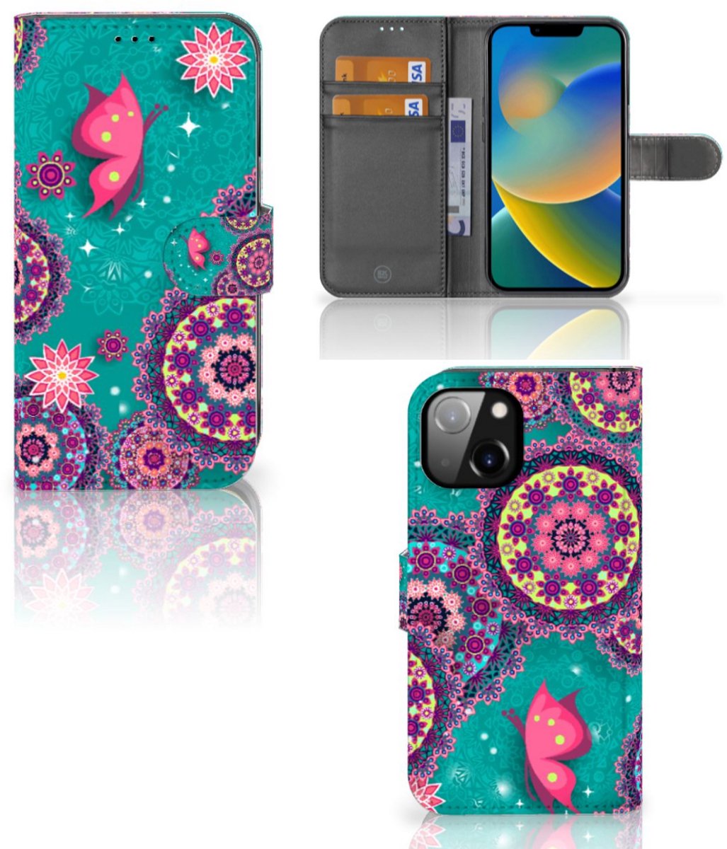 Apple iPhone 14 Hoesje Cirkels en Vlinders
