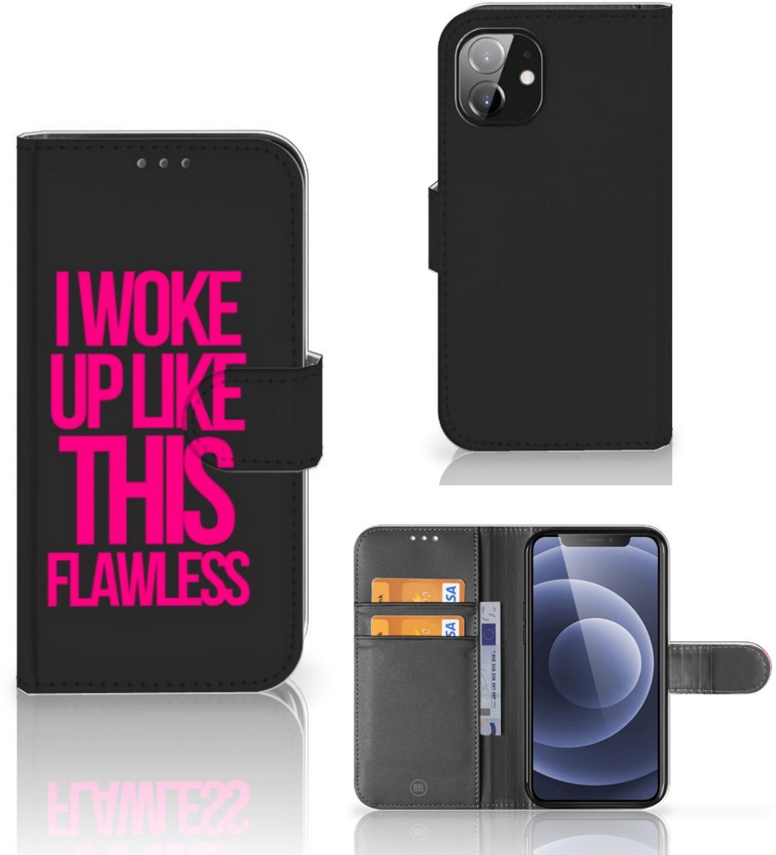 Apple iPhone 12 Mini Hoesje met naam Woke Up - Origineel Cadeau Zelf Maken