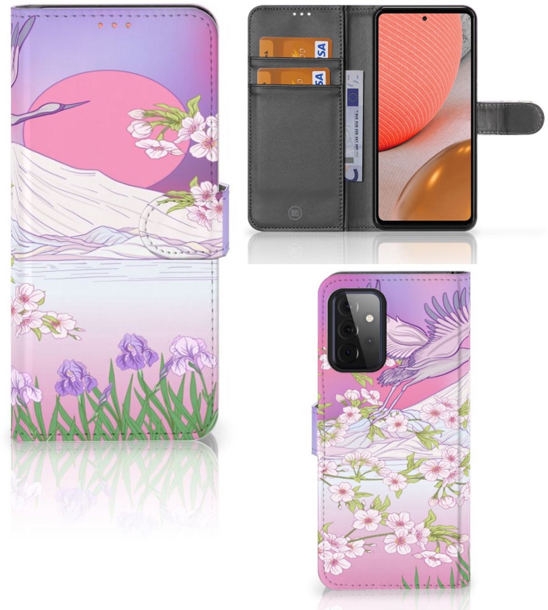 Samsung Galaxy A72 Telefoonhoesje met Pasjes Bird Flying
