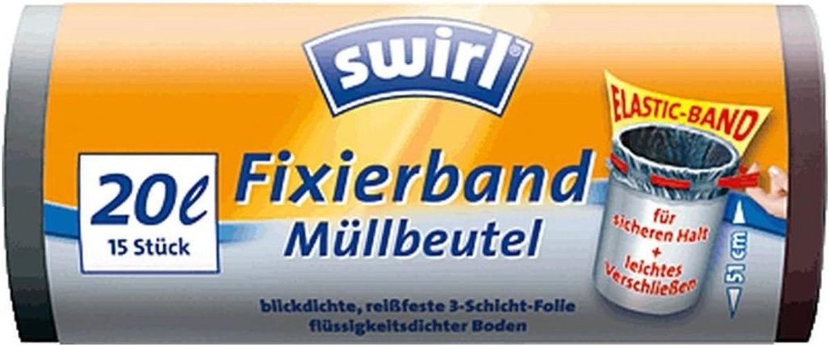 Zwarte Vuilniszakken 20 Liter met Fixeerband