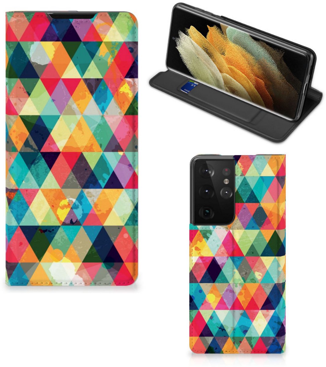 Samsung Galaxy S21 Ultra Hoesje met Magneet Geruit