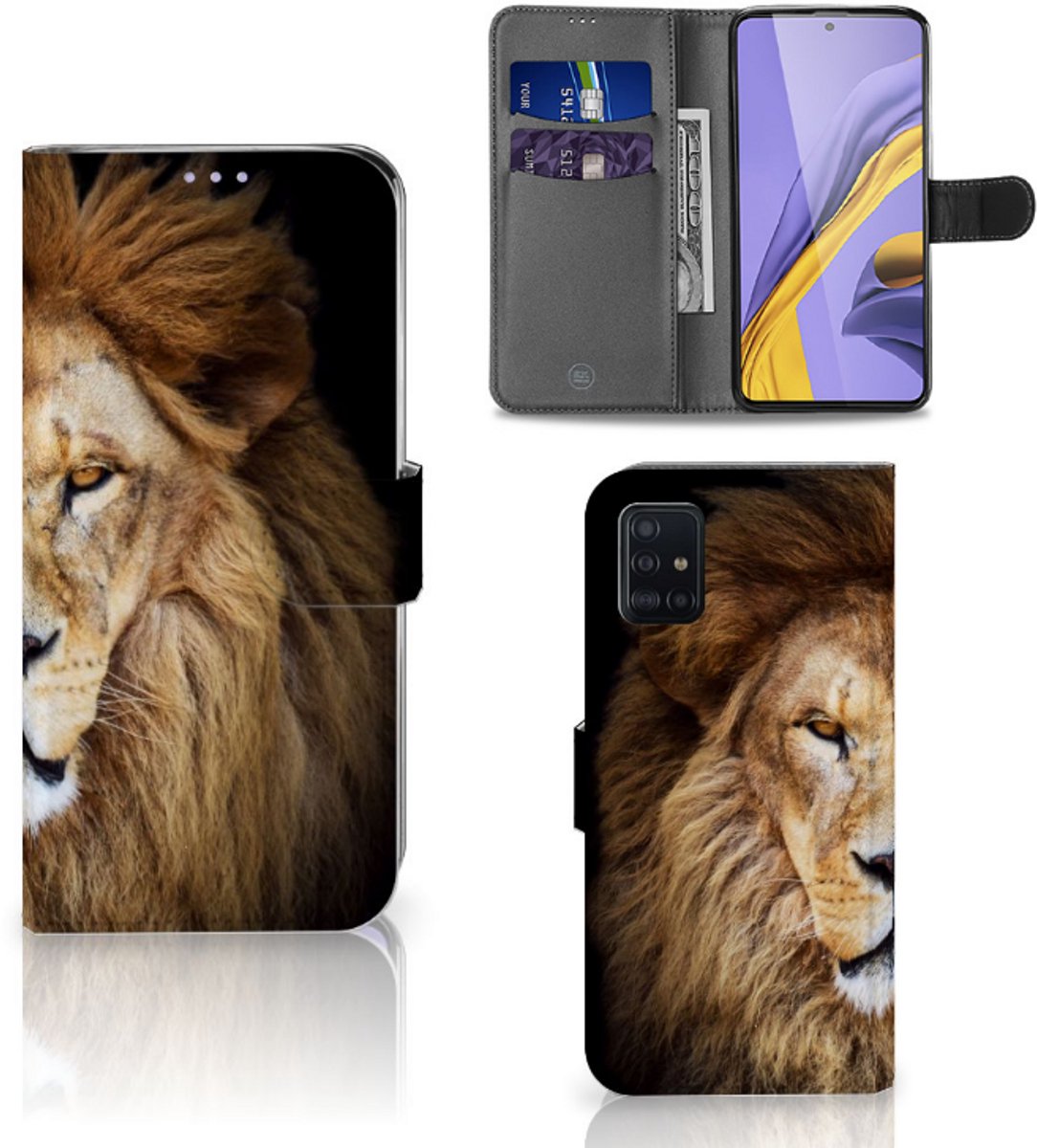 Samsung Galaxy A51 Telefoonhoesje met Pasjes Leeuw