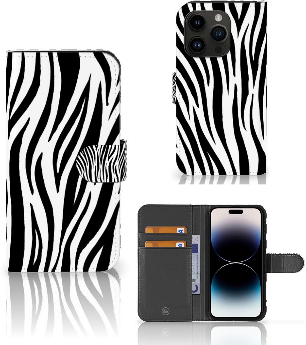 iPhone 15 Pro Telefoonhoesje met Pasjes Zebra