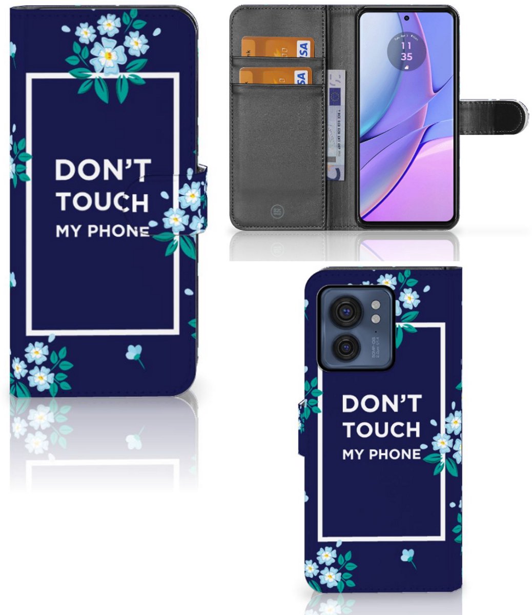 Motorola Edge 40 Portemonnee Hoesje Flowers Blue DTMP