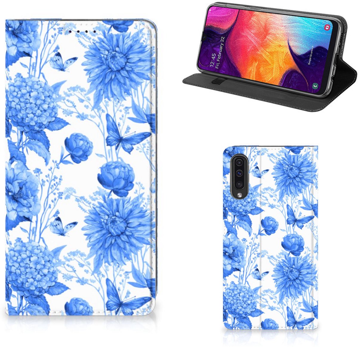 Smart Cover voor Samsung Galaxy A50 Flowers Blue
