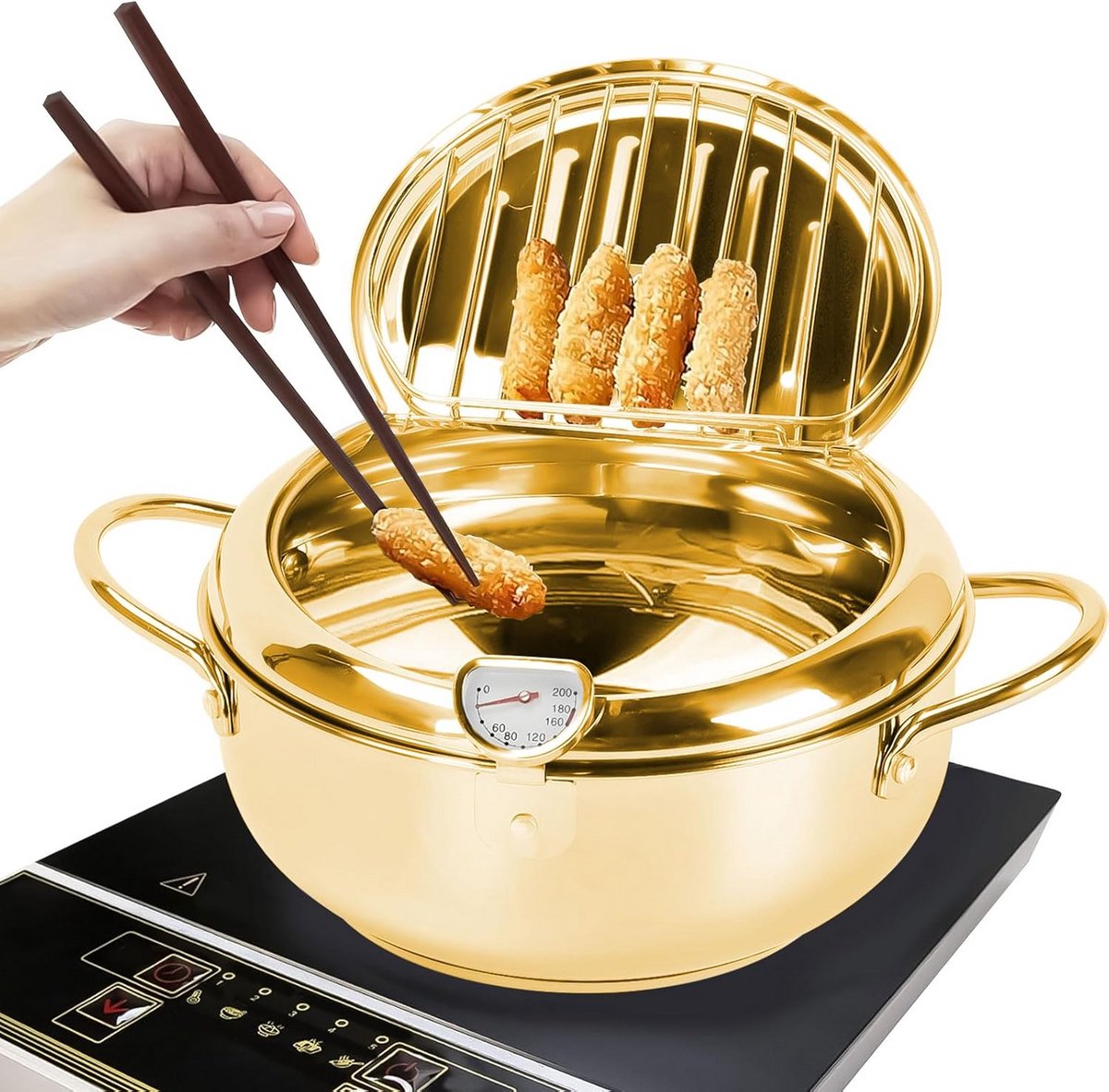 Japanse Frituurpan - Mini Friteuse Diameter 24cm - Mini Frituurpan Milieuvriendelijk - Keukengerei