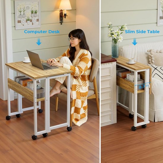 Laptoptafel op Wielen - Bijzettafel Verstelbaar - Bedtafel - Computer Tafel — afbeelding 5