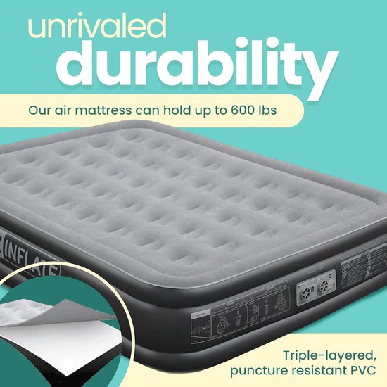 Luchtmatras Met Ingebouwde Pomp - Luxe Opblaasbaar Bed Voor Thuis, Camping & Reizen — afbeelding 5