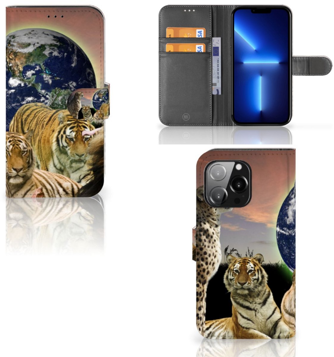 iPhone 13 Pro Telefoonhoesje met Pasjes Roofdieren
