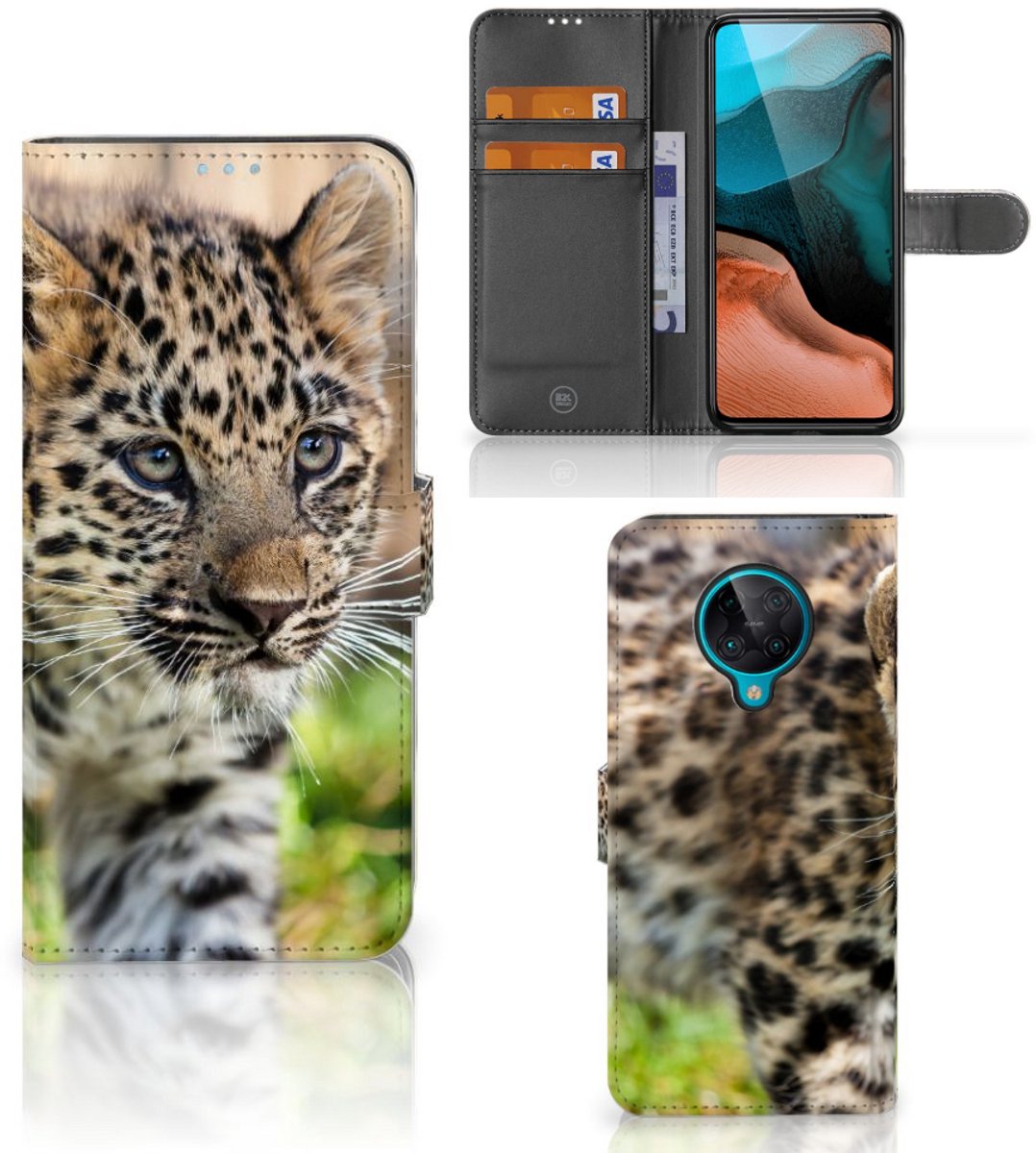 Xiaomi Poco F2 Pro Telefoonhoesje met Pasjes Baby Luipaard