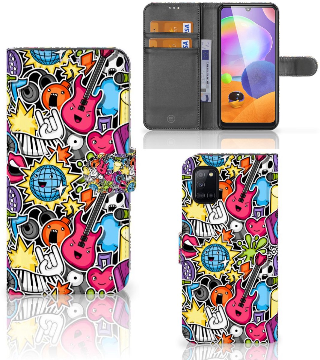 Samsung Galaxy A31 Wallet Case met Pasjes Punk Rock