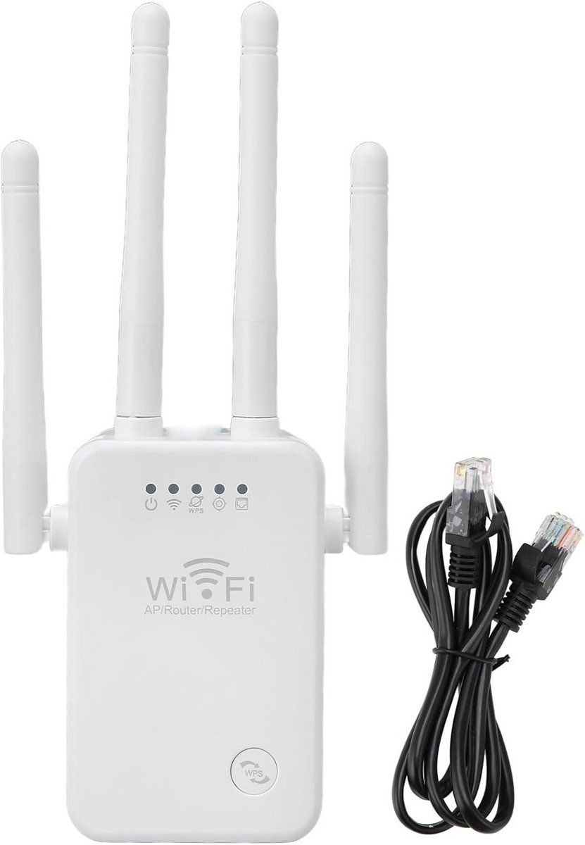 WiFi-extender met 4 Antennes en 3 Modi - Verbeter Je WiFi-signaal voor Thuis, Appartement of Kantoor