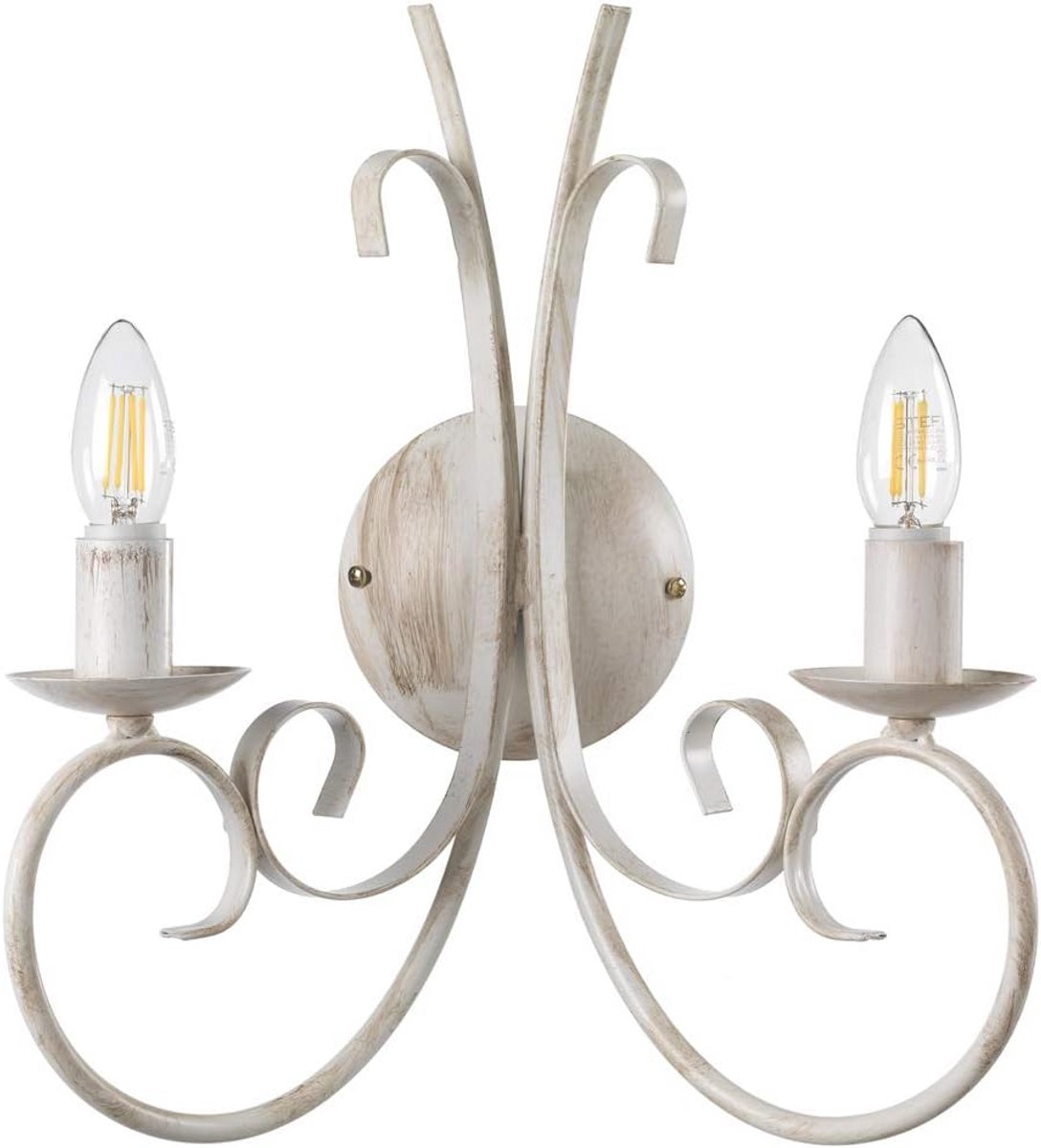 Wandlamp met 2 Lichtbronnen van Wit Metaal voor Elegante Verlichting