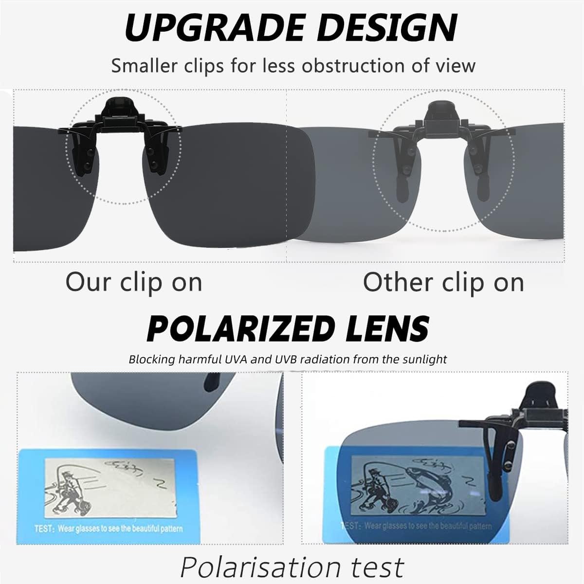 Zonnebril opzetbril voor brildragers - clip-on zonnebril voor heren en dames, 2 stuks