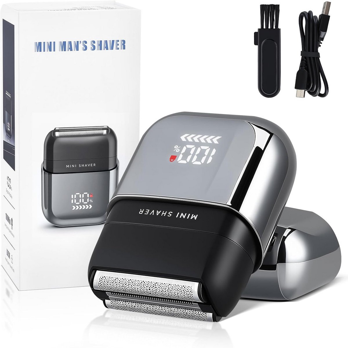 Draagbaar Elektrisch Scheerapparaat voor Heren - Waterdicht IPX7 & USB-C Snel Opladen